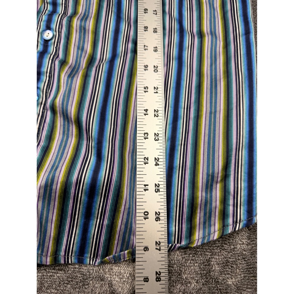 Robert Graham Classic Fit Mens Striped Button Down Shirt Blue Green Purple Mediu - Picture 6 of 8
